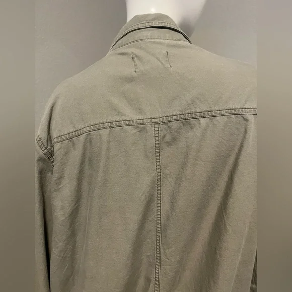 CASLON Women”s Olive Green Long Roll Tab Sleeve Snap Buttons Jacket Size 14W - Picture 8 of 15